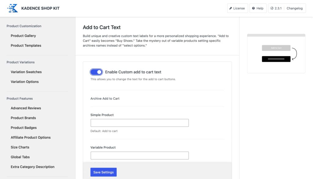 Enable custom add-to-cart text