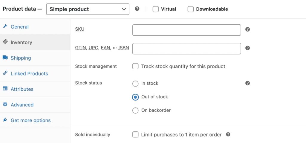 Out-of-stock status