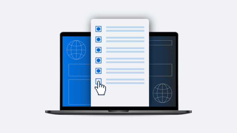 graphic of a content checklist on a laptop