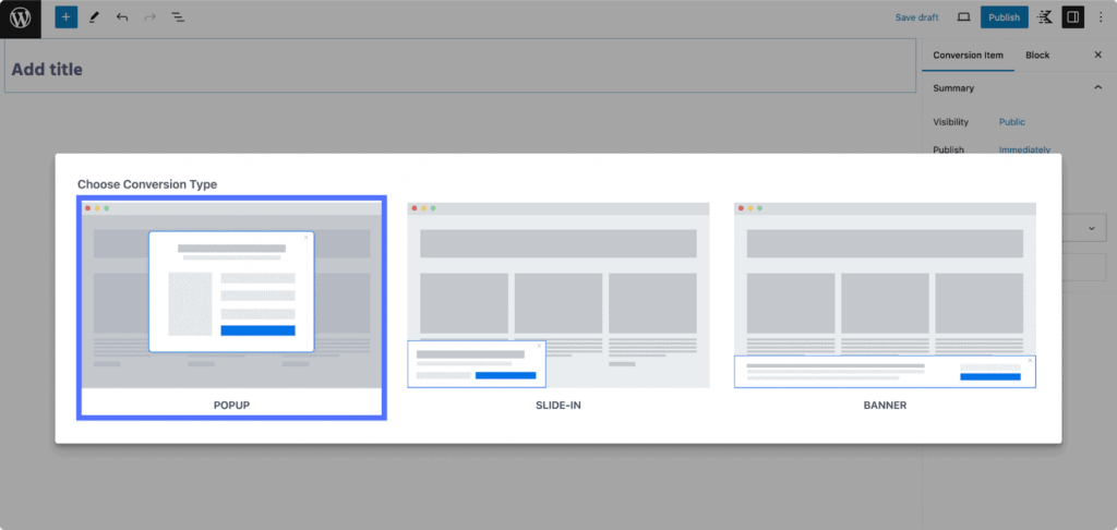 Choose conversion type
