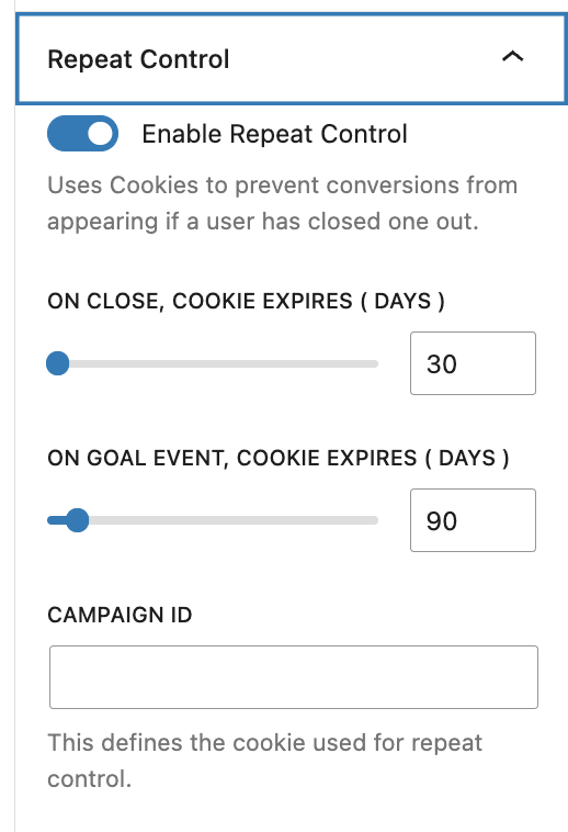Enable Repeat Control