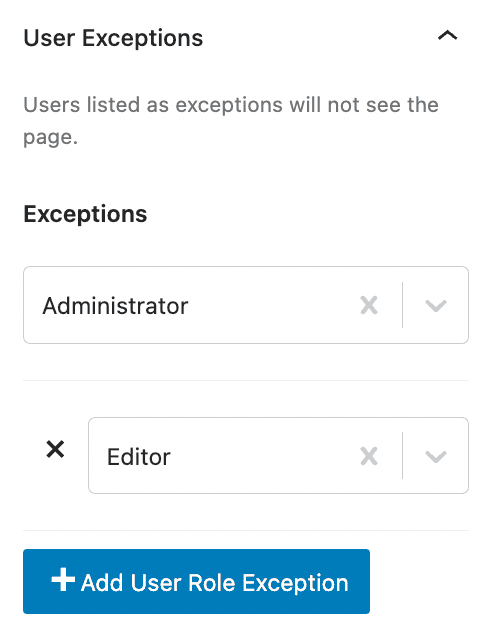 User role exceptions