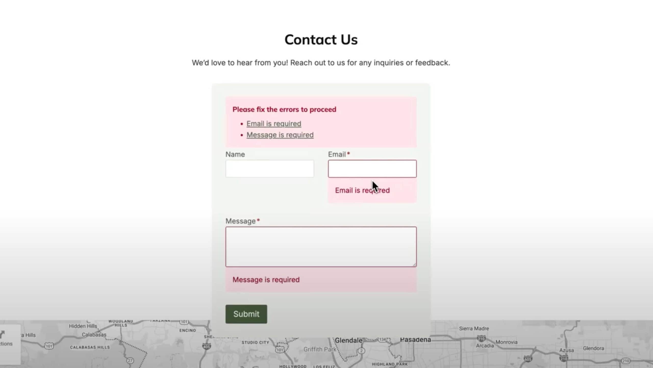 Error at the top of contact forms - Kadence updates